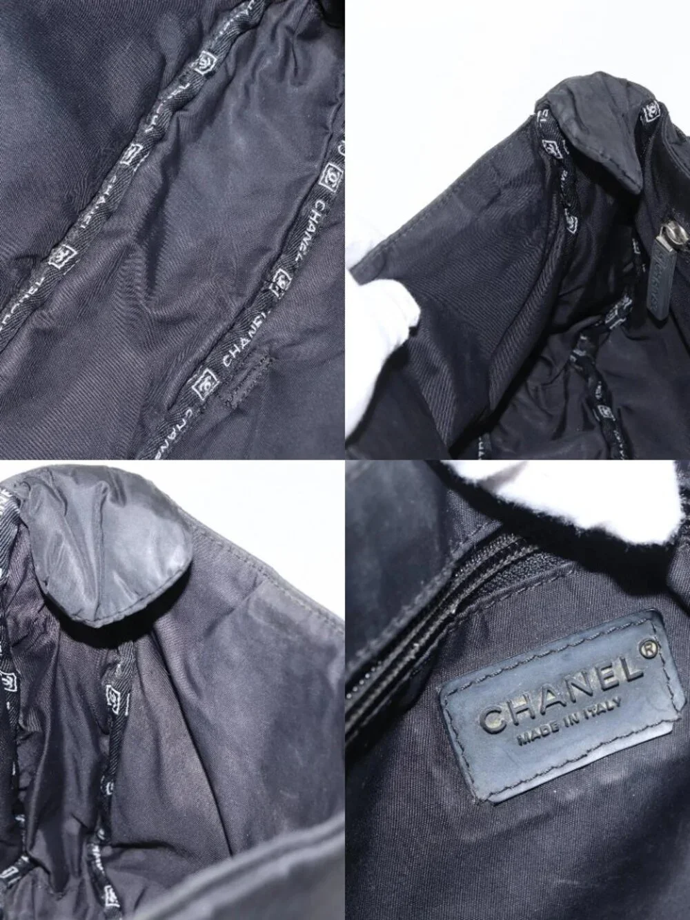 CHANEL Shoulder Bag Nylon Black CC Auth bs32635